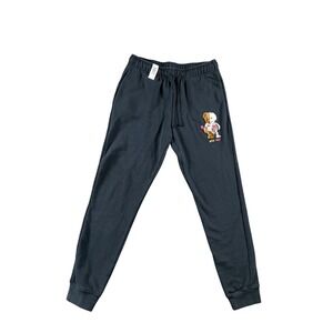 Fifth Loop Bitter-Sweet Teddy Bear Skeleton Graphic Joggers Black Mens Medium